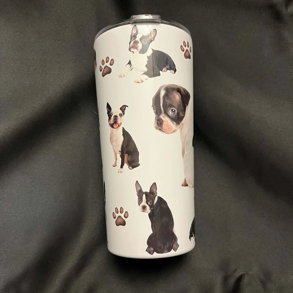 Greenline Goods Boston Terrier Dishwasher Safe Insulated Tumbler With Lid 20 oz